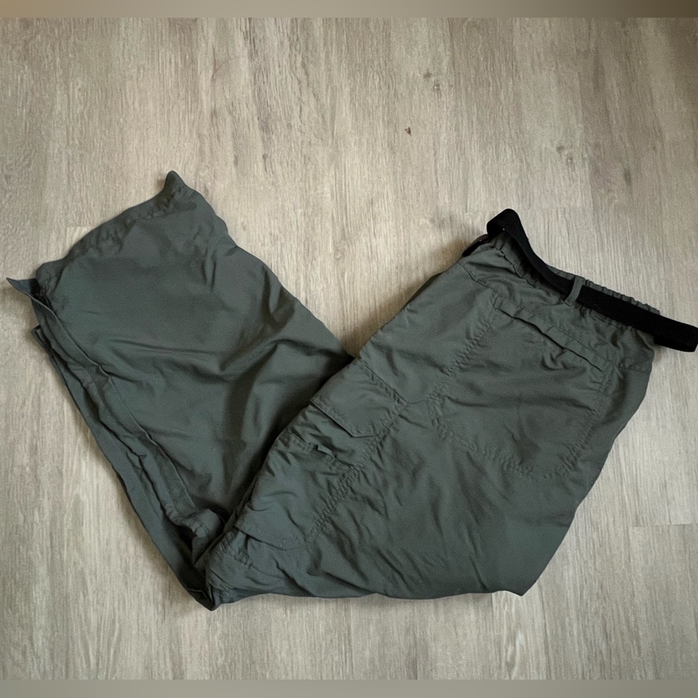 REI Convertible Cargo Men's Green Gray Pants Shorts UPF XXL 28L with belt